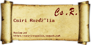 Csiri Rozália névjegykártya